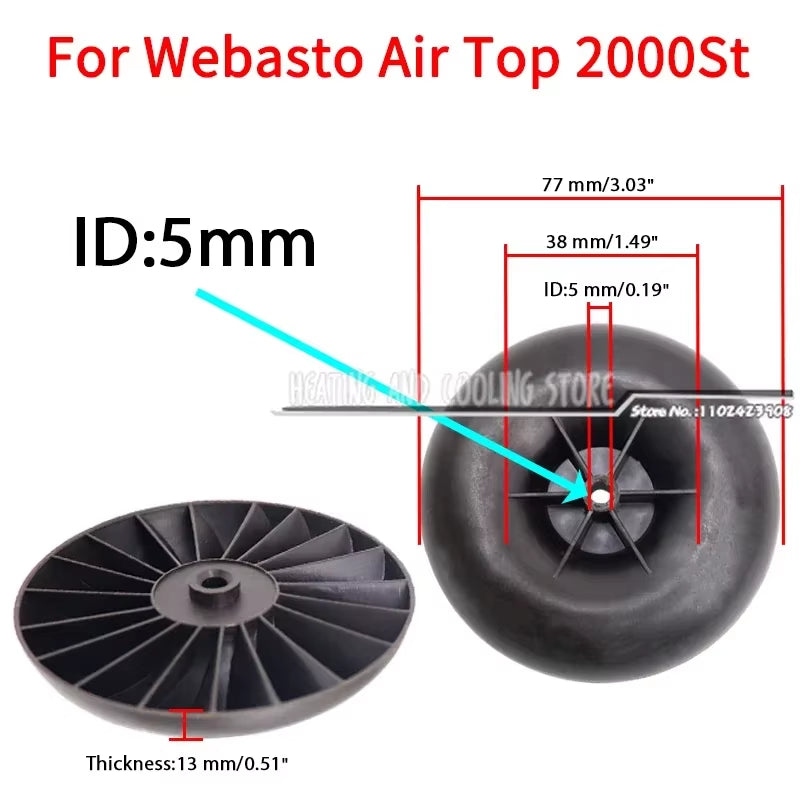 12V Car Heater Blower Fan Motor Inner Wind Wheel for Chinese 2KW 5KW Diesel Air Parking Heaters D2 D4 for Webasto 5000/3500