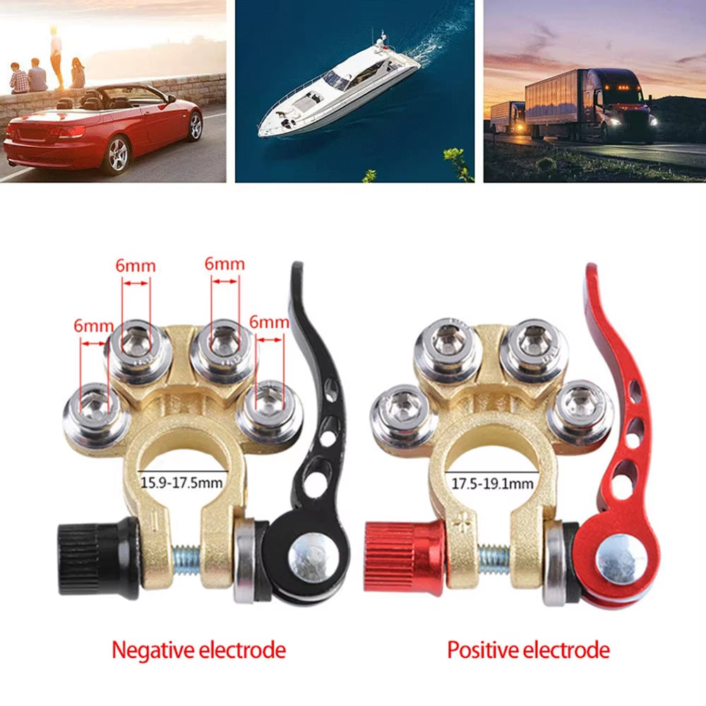 Car Battery Terminal Quick Release Disconnect Battery Terminals Copper Wire Lugs Cable Clamp Screw Connection Kit for Auto Boat
