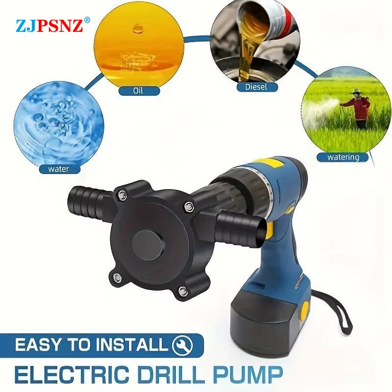 Electric Drill Pump Portable Mini Diesel Oil Fluid Water Pump Hand Self-Priming Liquid Transfer Pump Home Garden Outdoor Pump