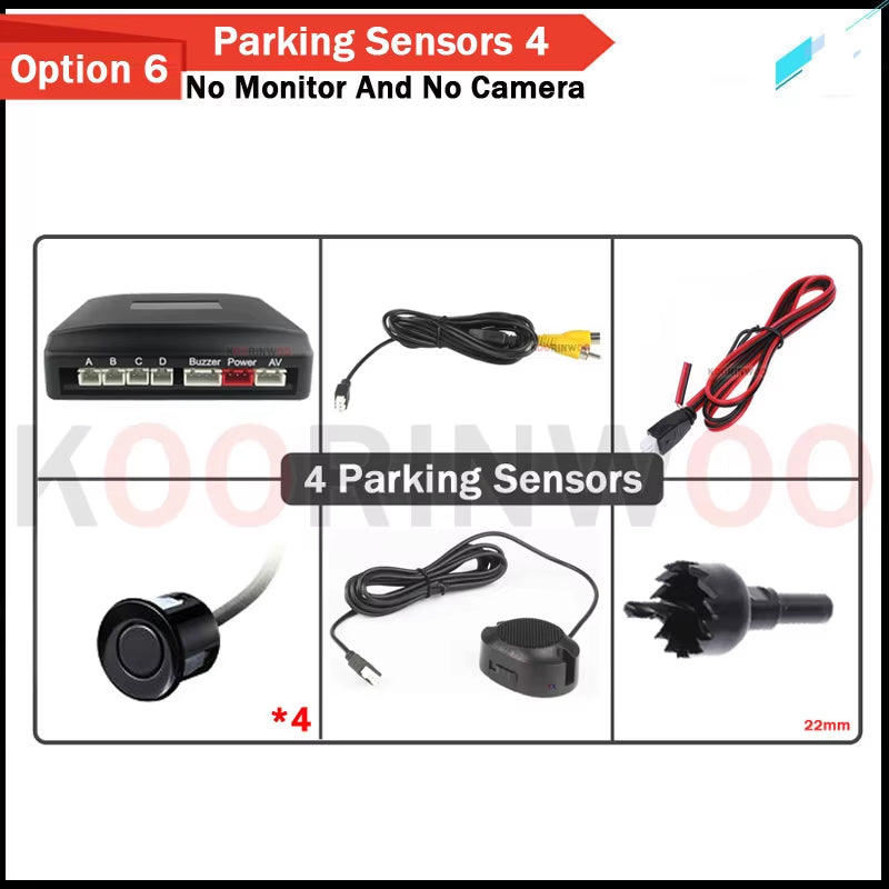Parktronic 8/6/4 Car Sensors Front + Back Camera Parking Sensors Distance No. LCD Monitor Buzzer System for Blind Area