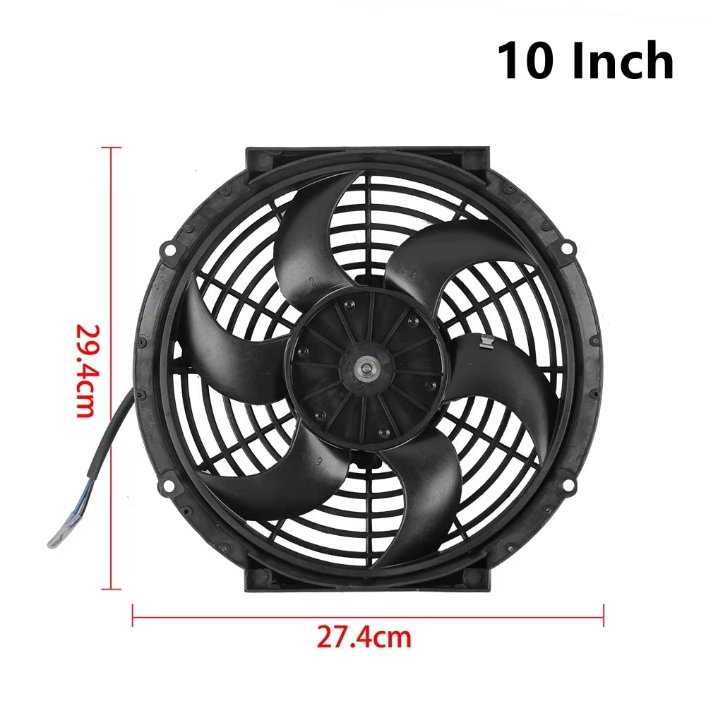 Universal 8 Row Aluminum Transmission Radiator Oil Cooling / 10 Inch 12V Car Air Conditioning Electronic Slim Fan Cool Kit