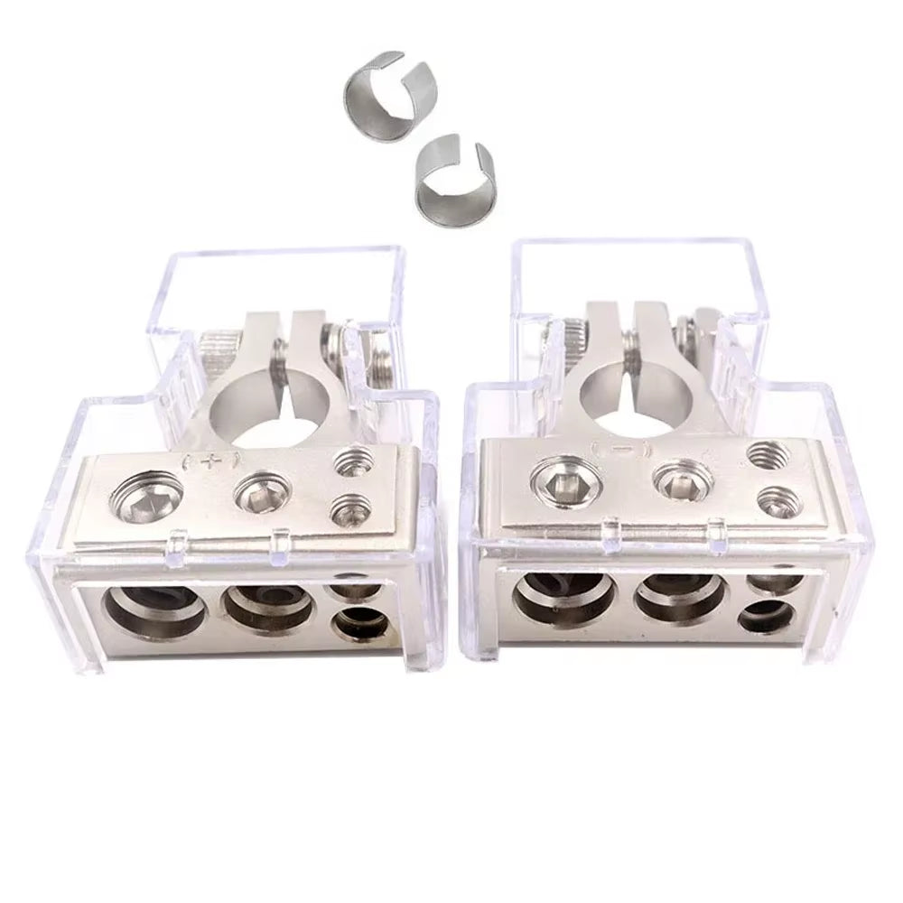 2Pcs 0/2/4/8/10 Gauge Positive Negative Car Battery Terminal Connectors Auto Car Marine Battery Terminal Connectors Shims