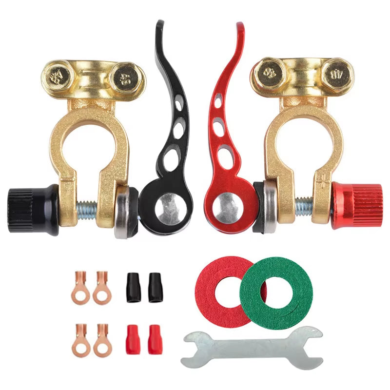 Car Battery Terminal Quick Release Disconnect Battery Terminals Copper Wire Lugs Cable Clamp Screw Connection Kit for Auto Boat