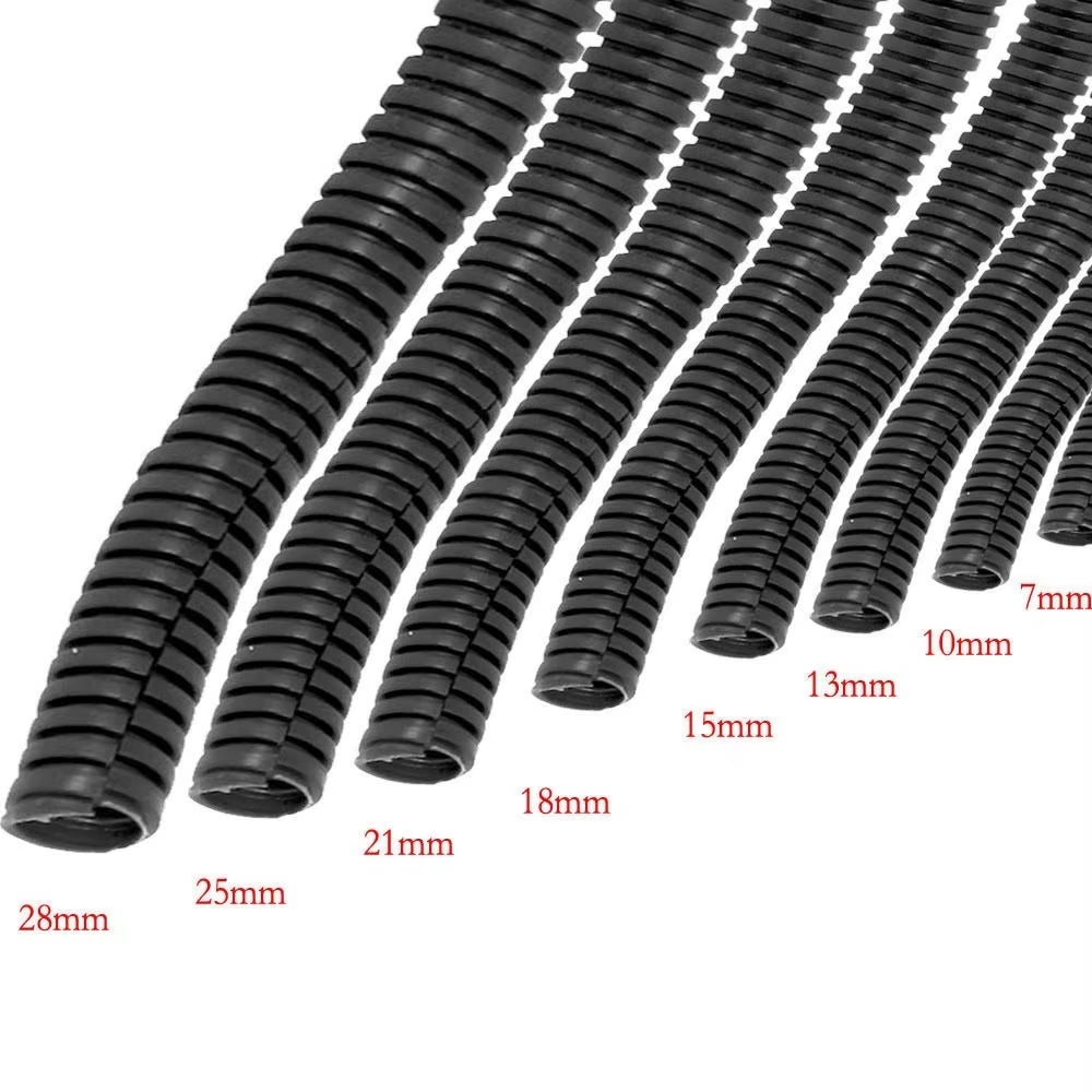 Multi-Size Width 6M Length Black Split Loom Wire Flexible Tubing Conduit Hose Car Parts Automobile Accessories