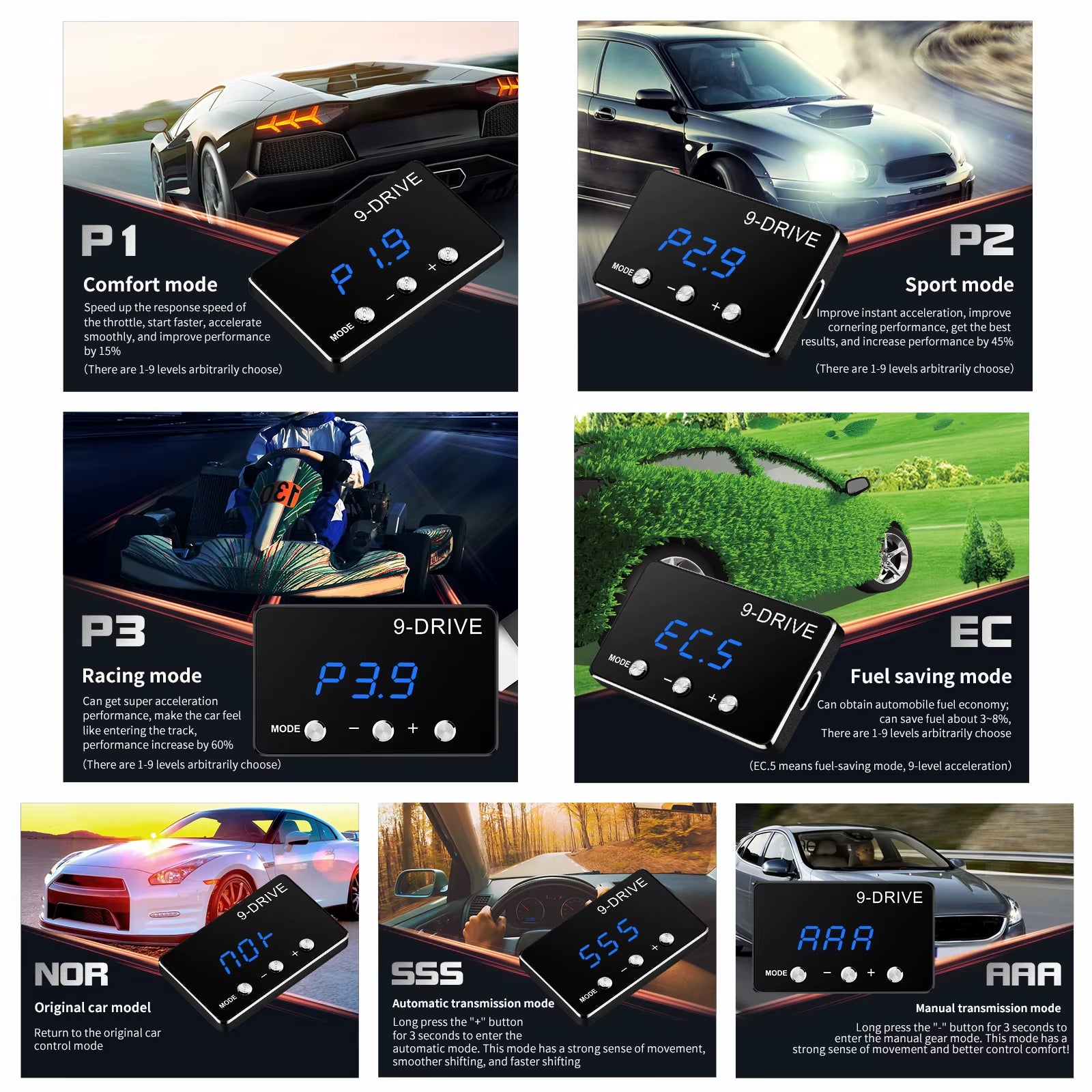 H Throttle Response Controller Tuning Part Accessory 9 Drive 5 Modes Digital Racing Potent Booster Shift Power Delay Accelerator