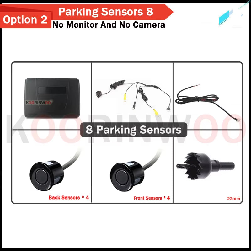 Parktronic 8/6/4 Car Sensors Front + Back Camera Parking Sensors Distance No. LCD Monitor Buzzer System for Blind Area