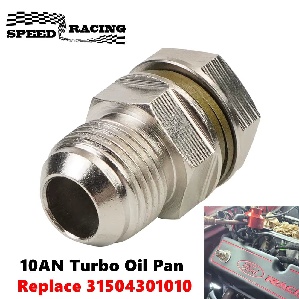 31504301010 10AN Turbo Oil Pan Oil Return Drain Plug Adapter Bung Fitting No Weld