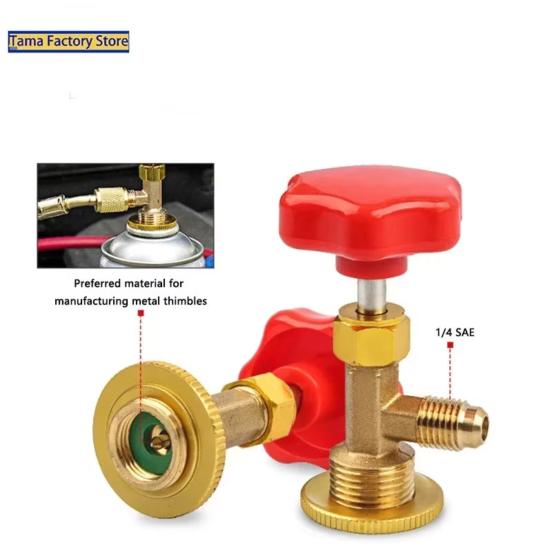 1 Pcs Dispensing Valve Bottle Opener 1/4 SAE Connector Mayitr Refrigerant Bottle Can Tap for R12 R22 R6000A R134A R410A Gas