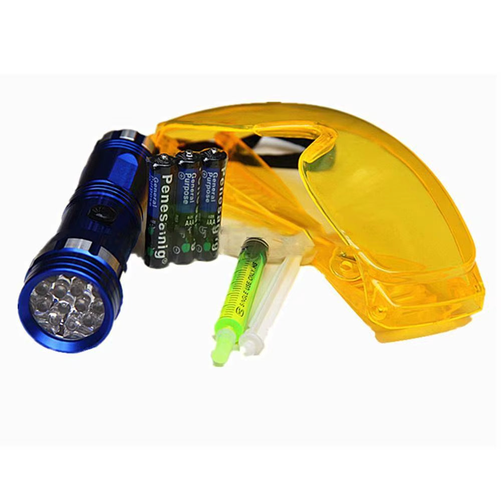 Fluorescent Leak Detector Kit Multifunctional Automotive Air Conditioning Repair Tools LED UV Flashlight Protective Glasses Set