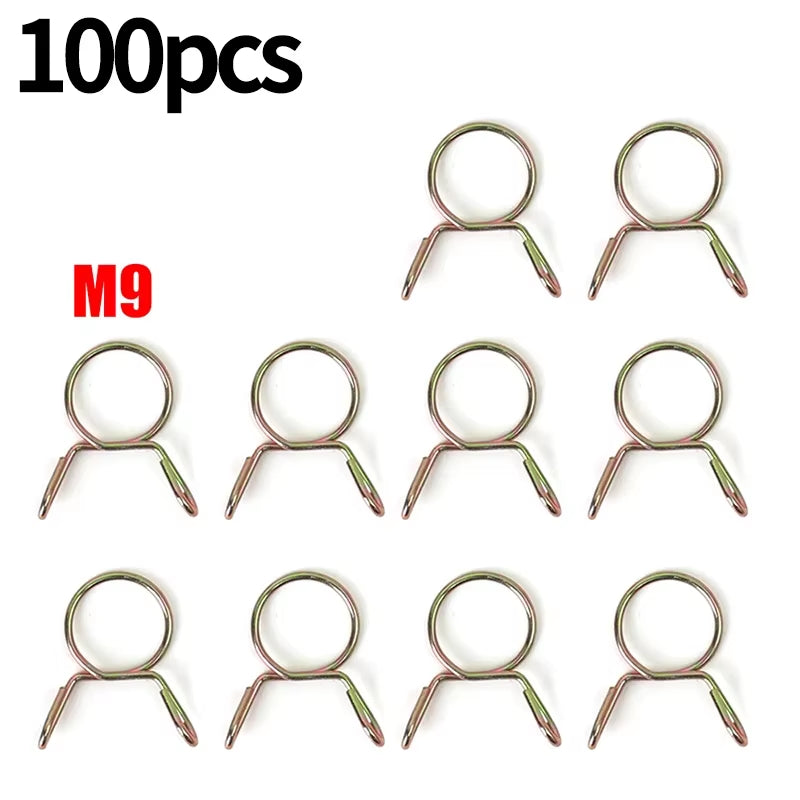 100/10PCS Car Petrol Hose Spring Clamps 5~14Mm Iron Pipe Clips Auto Fuel Line Petrol Pipe Fuel Hose Clamp for Motorcycle Boats