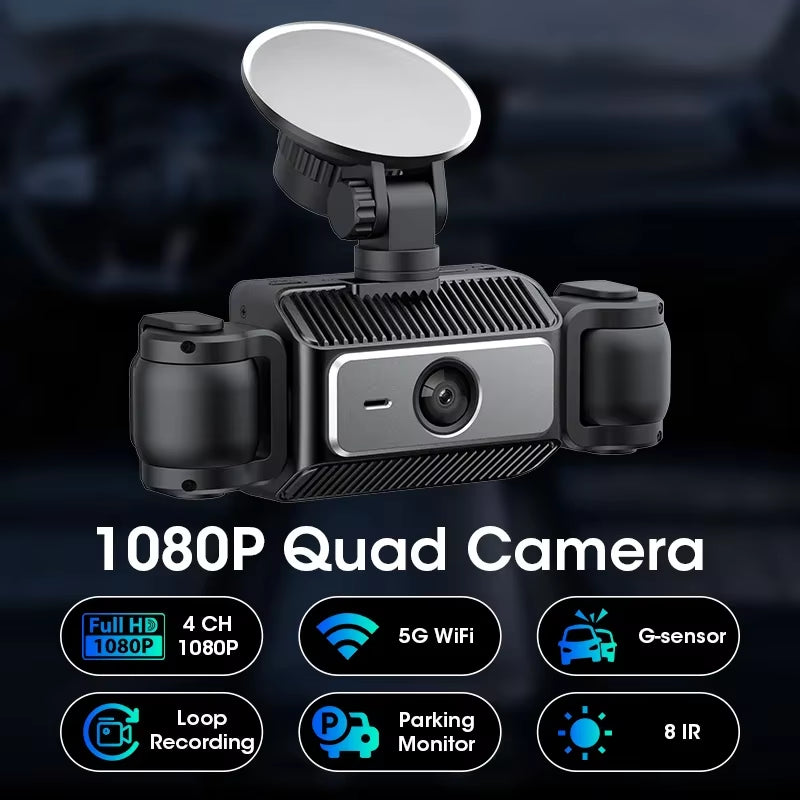 1080P Car DVR 4 Channel Dash Cam for Cars WIFI Video Recorder Night Vision Rear View Camera for Vehicle Remote Control