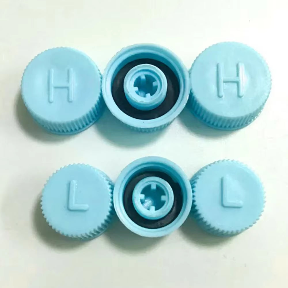 2Pcs AC A/C System Valve Cap Cover A/C High Low Side Valve Core Service Port Dust Cap Set Replacement