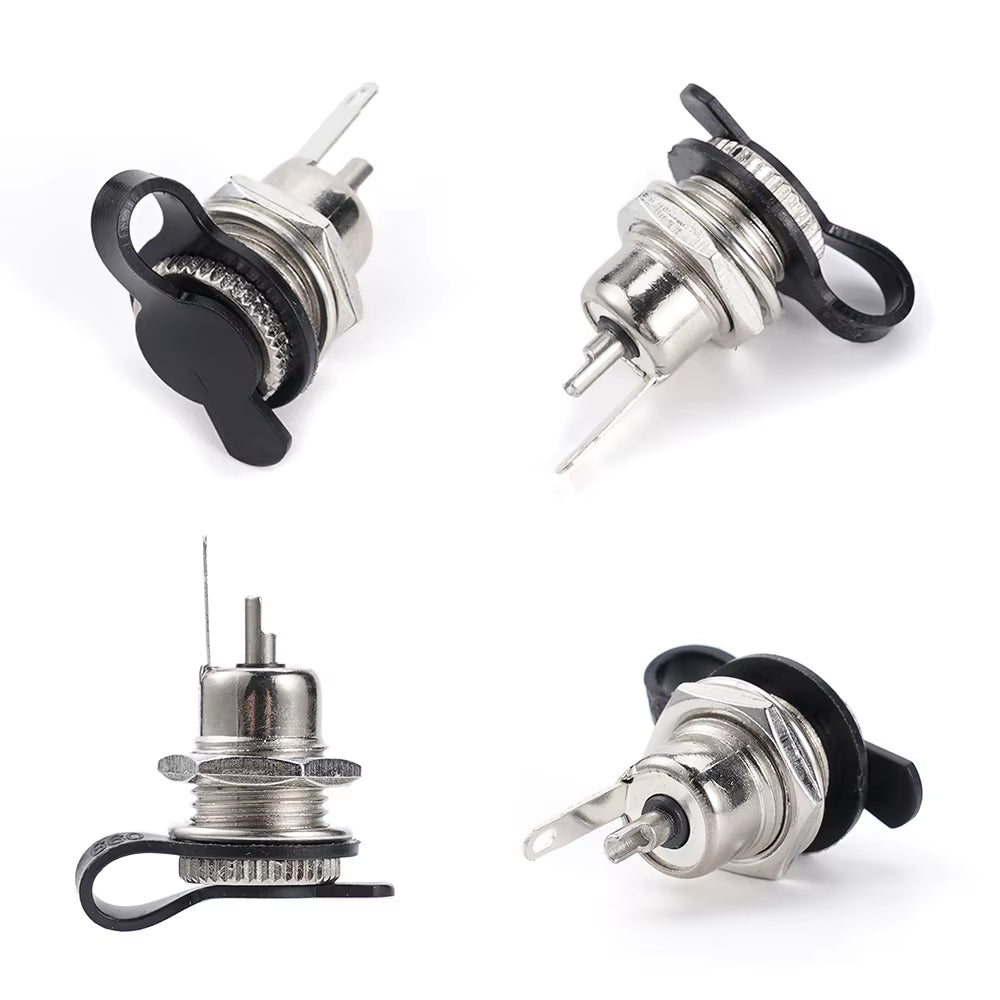 6Pcs/Set DC099 Power Supply Socket DC Female Socket 5521 5525 Power Jack Socket Female Panel Mount Connector Metal 10A