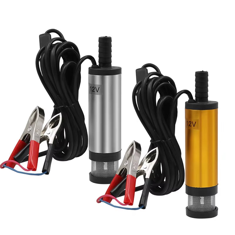 Car Electric Oil Pump Submersible Pump Portable Mini 12V 24V DC Electric Pump Aluminum Alloy Shell 12L/Min Fuel Transfer Pump