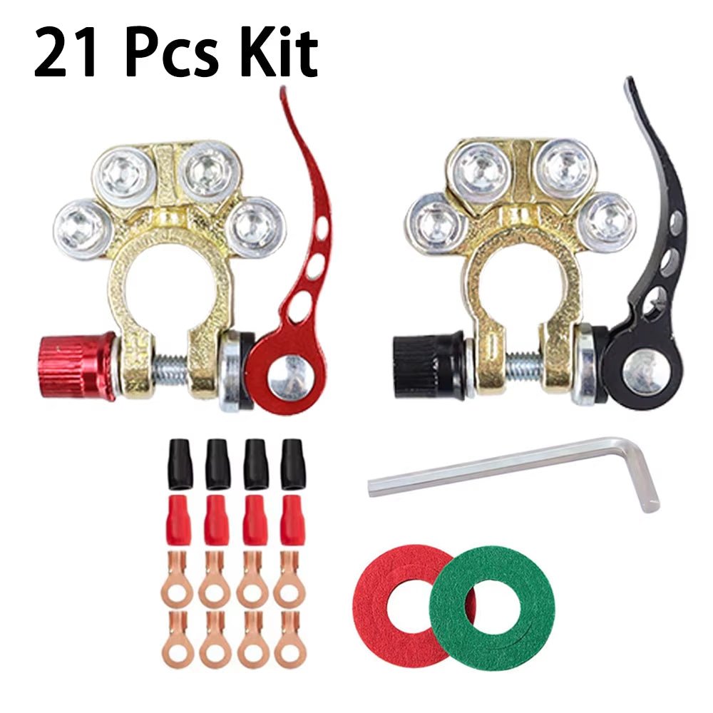 Auto Battery Quick Disconnect Terminal 22/21/5Pcs Car Battery Connector Kit Battery Universal Cable Adapter Vehicles SUV Truck