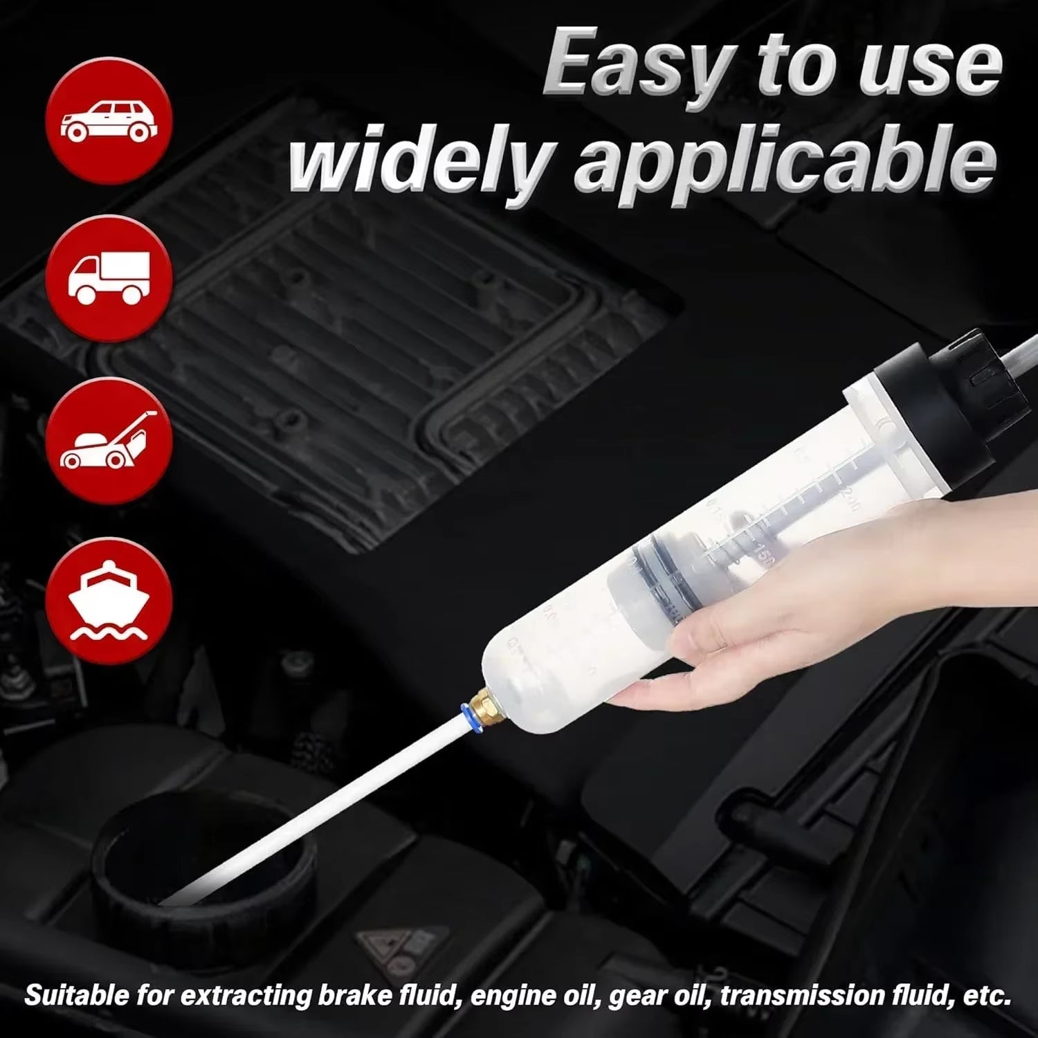 Manual Automotive Engine Oil Pump, Syringe Type, Suitable for Extracting Gear Oil and Brake Fluid, as Well as Cleaning Injectors