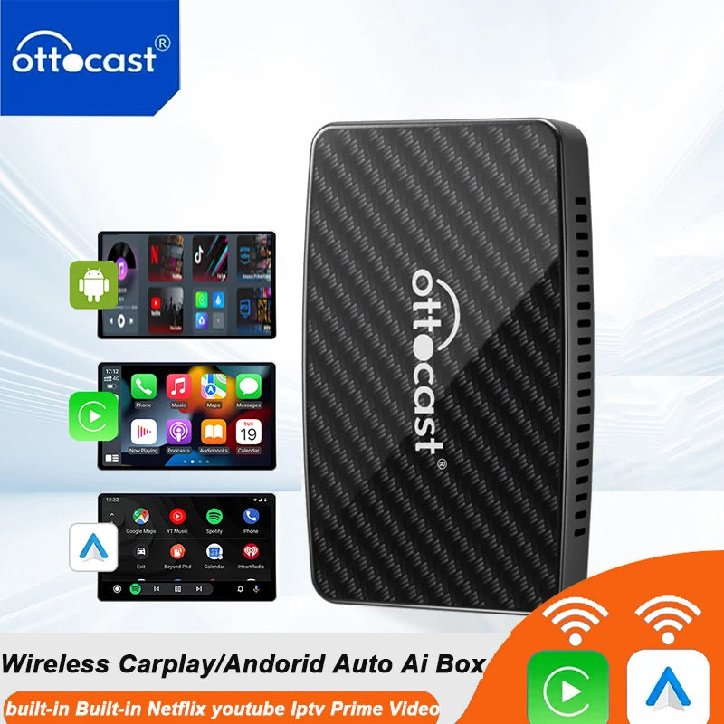OTTOCAST Play2Video Pro Ai Box Built in Youtube Netflix IPTV Video Box Wireless Carplay Android Auto Adapter for 98% of Cars