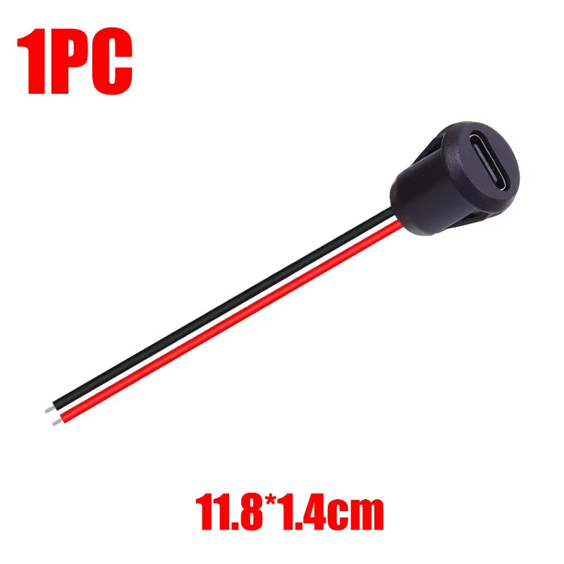 1-20Pcs Type-C Socket with Female Chassis 2 Pin Connector Waterproof Jack Female Charging Port Charger Extension Power Plug
