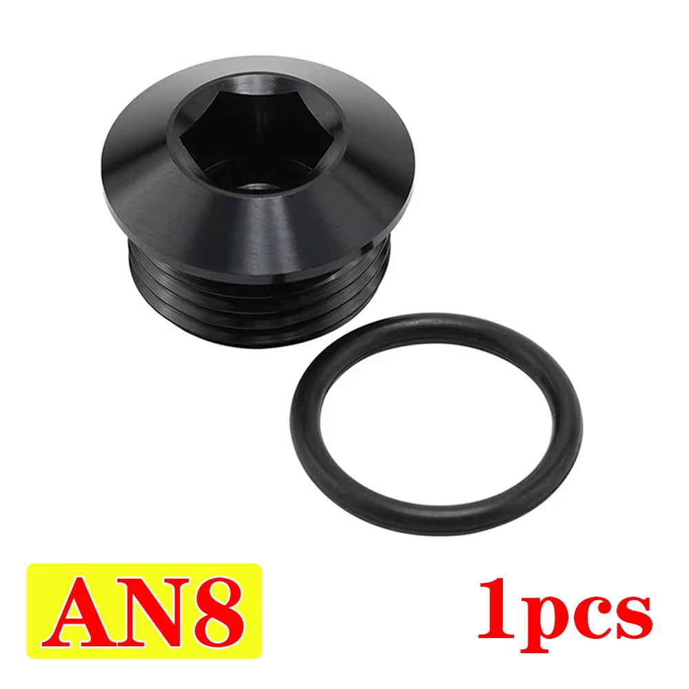 AN4 AN6 AN8 AN10 AN12 ORB O Ring Seal Boss Socket Port Plug Block off Fitting Adapter Aluminum Black