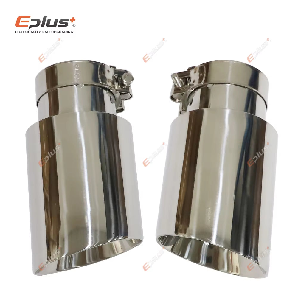 Car Stainless Steel Silver Muffler Tip Universal Exhaust Pipe Mufflers Bilayer Nozzle Bilayer Decoration Bevel End