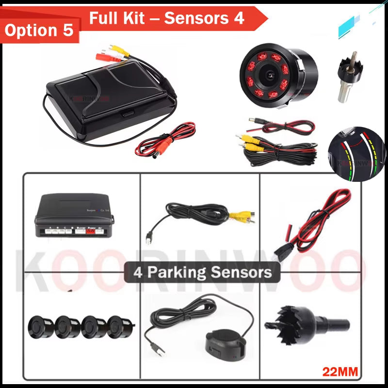 Parktronic 8/6/4 Car Sensors Front + Back Camera Parking Sensors Distance No. LCD Monitor Buzzer System for Blind Area