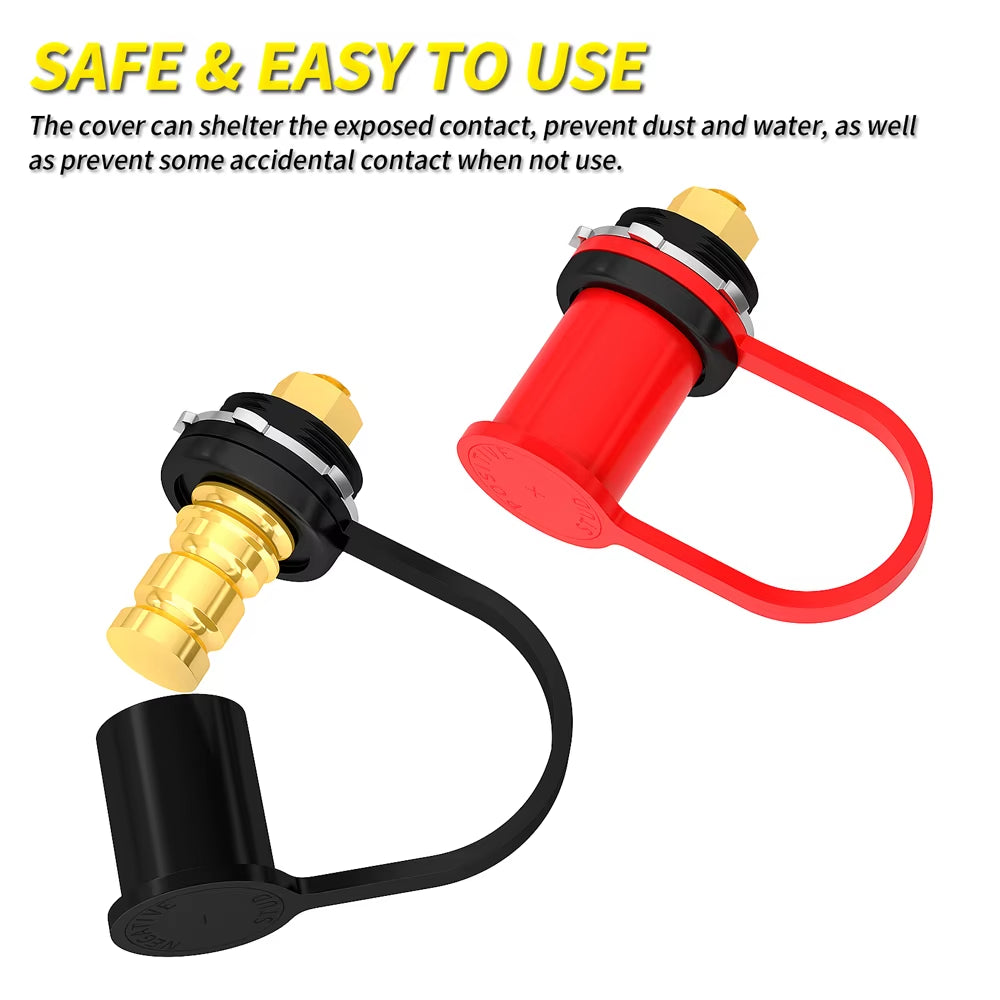Daiertek Battery Charger Post 3/8" Stud Remote Battery Terminals with Cap M10 Battery Jump Post for Auto Truck Boat ATV Can-Am