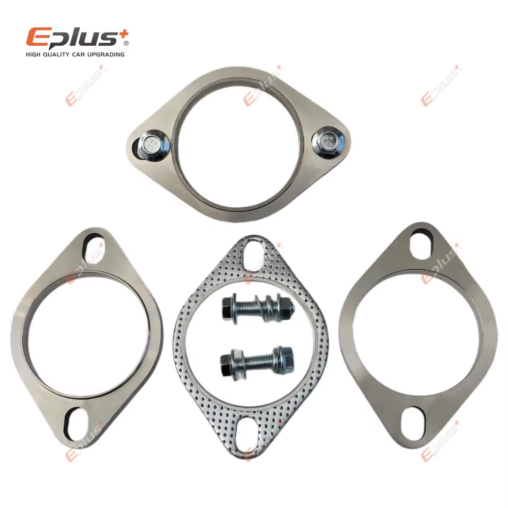 Eplus Car Motorcycle Exhaust Pipe Muffler Flange Joint Kit Universal 2 Holes 304 Stainless Steel 51MM 63MM 76MM