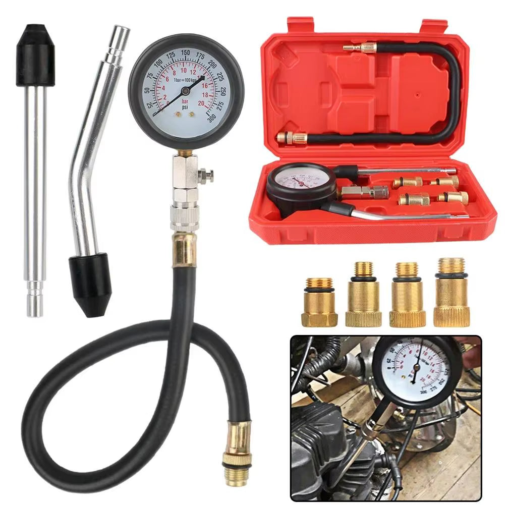 Cylinder Pressure Gauge M10 M14 Adapter Gasoline Compression Car Motorcycle Kit Tool Tester Meter Cylinder Engine Y7Z5