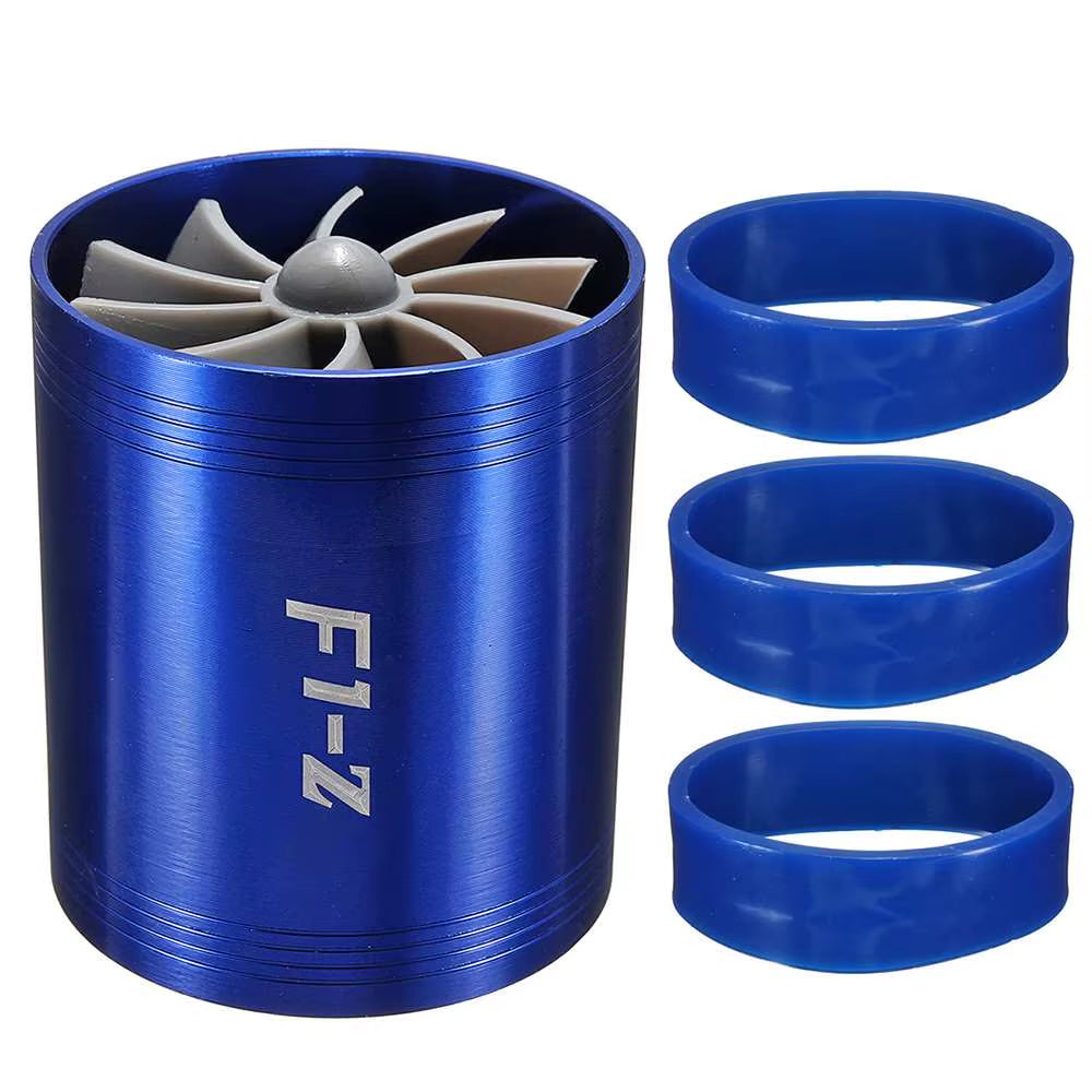 75X64Mm Universal Car Air Filter Intake Fan Double Propellers Fuel Gas Saver Supercharger for Turbine Turbo Charger