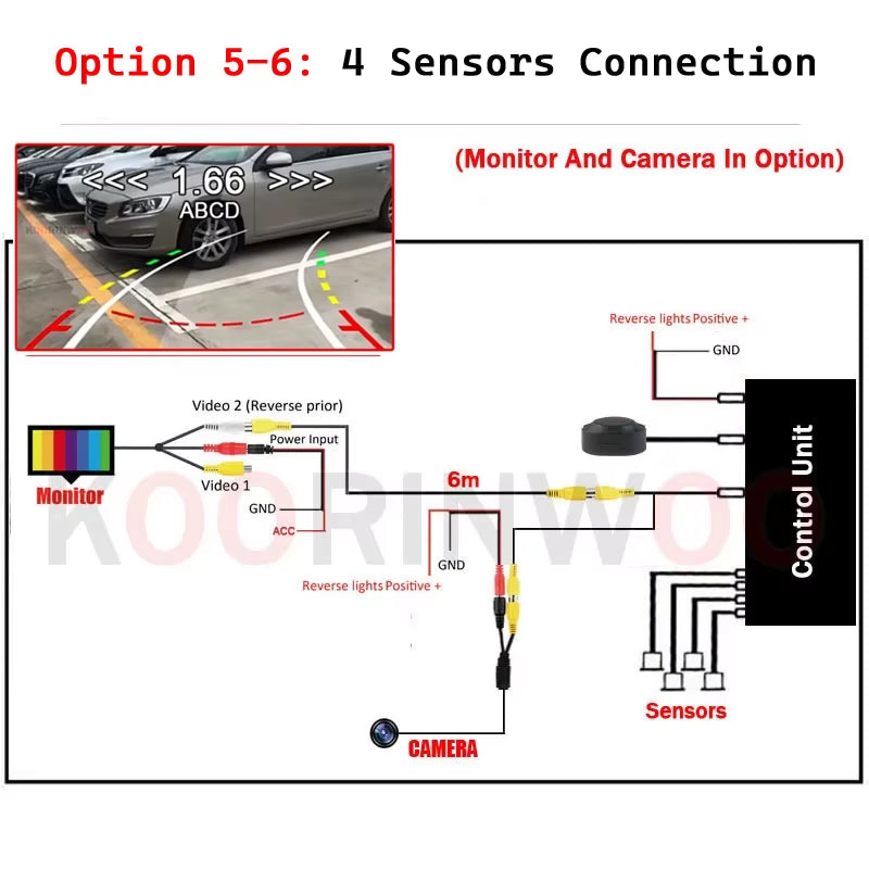 Parktronic 8/6/4 Car Sensors Front + Back Camera Parking Sensors Distance No. LCD Monitor Buzzer System for Blind Area