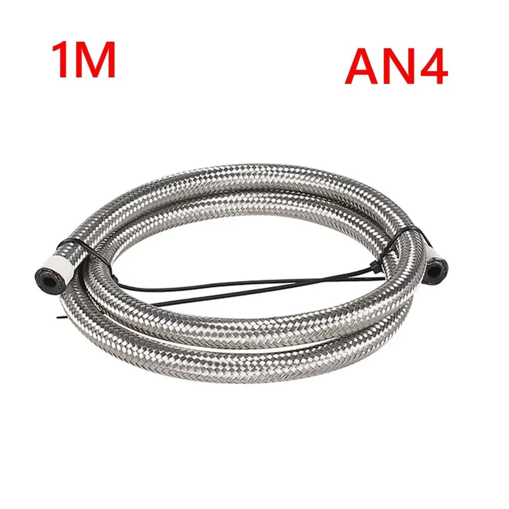 1M 3M 5M 16FT AN4 AN6 AN8 AN10 AN12 Oil Fuel Hose Oil Gas Cooler Hose Line 5M Pipe Tube Nylon Stainless Steel Braided Line