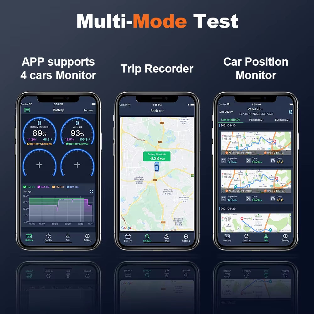 BM200 12V Battery Monitor Wireless Bluetooth Car Battery Health APP Monitoring Battery Tester Tools for Android IOS