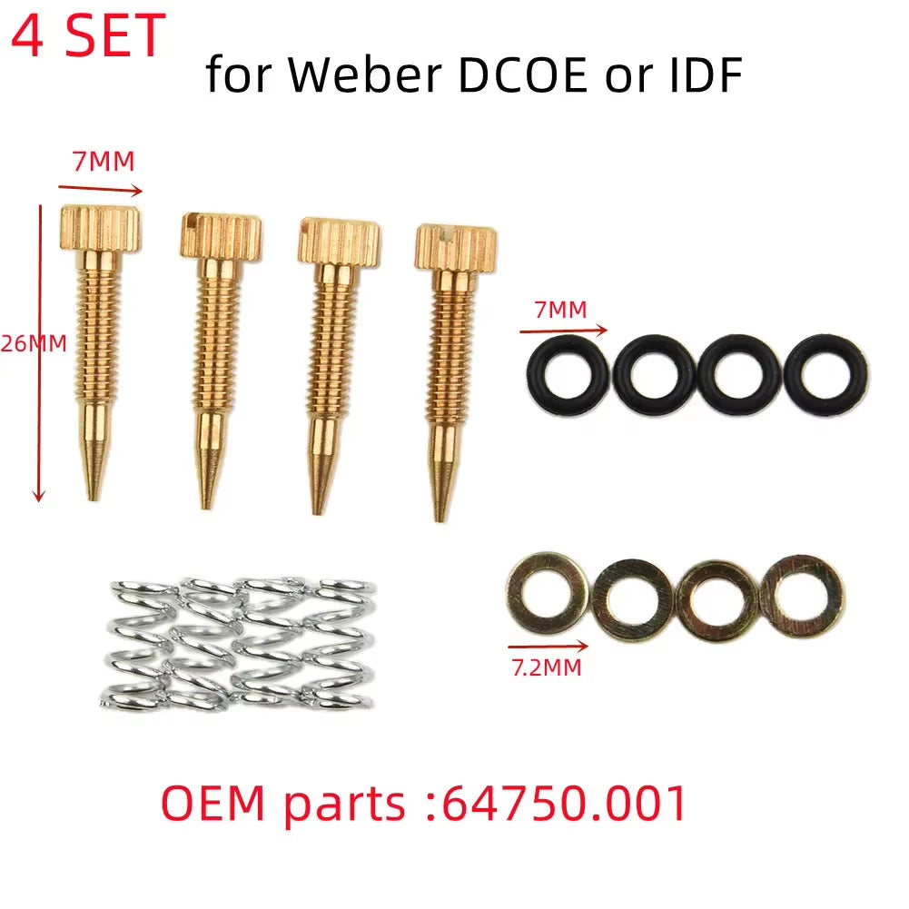 4Pcs Screws Idle Air Mixture Screw Carburetor Air Mixture Screws Part 64750.001 for Weber DCOE Carburetor Air Mix Screw