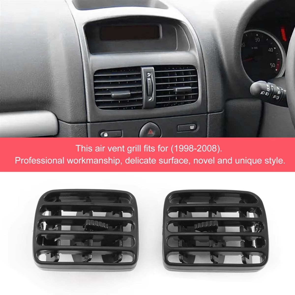 1Pair Car Center Console Air Vent for Renault Clio II 1998-2001/THALIA I 2001-2006 Air Jet Intake Grille 7702258375