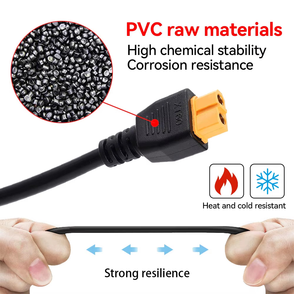 16AWG Power Cable XT60 Female Head to 5521 Male Head Adapter Cable for Solar Panel Portable Power Station Solar Generato