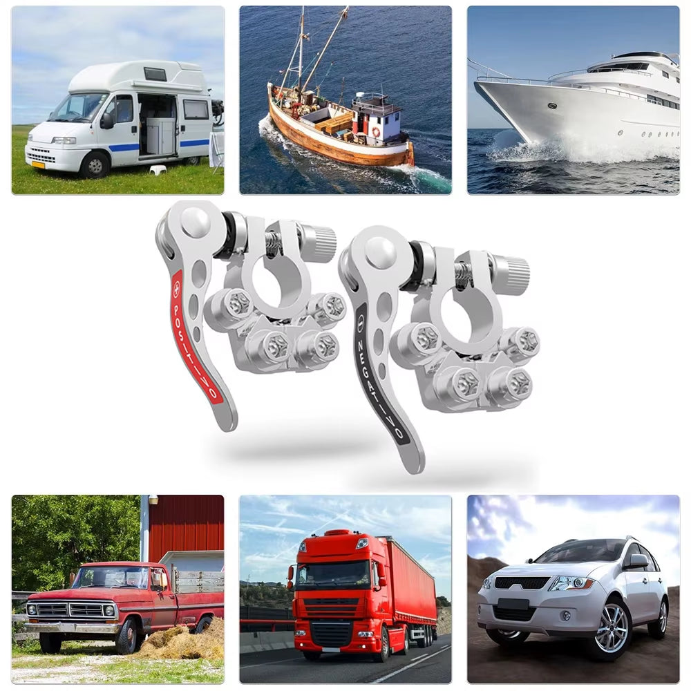 Car Battery Terminal Quick Release Disconnect Battery Terminals Copper Wire Lugs Cable Clamp Screw Connection Kit for Auto Boat