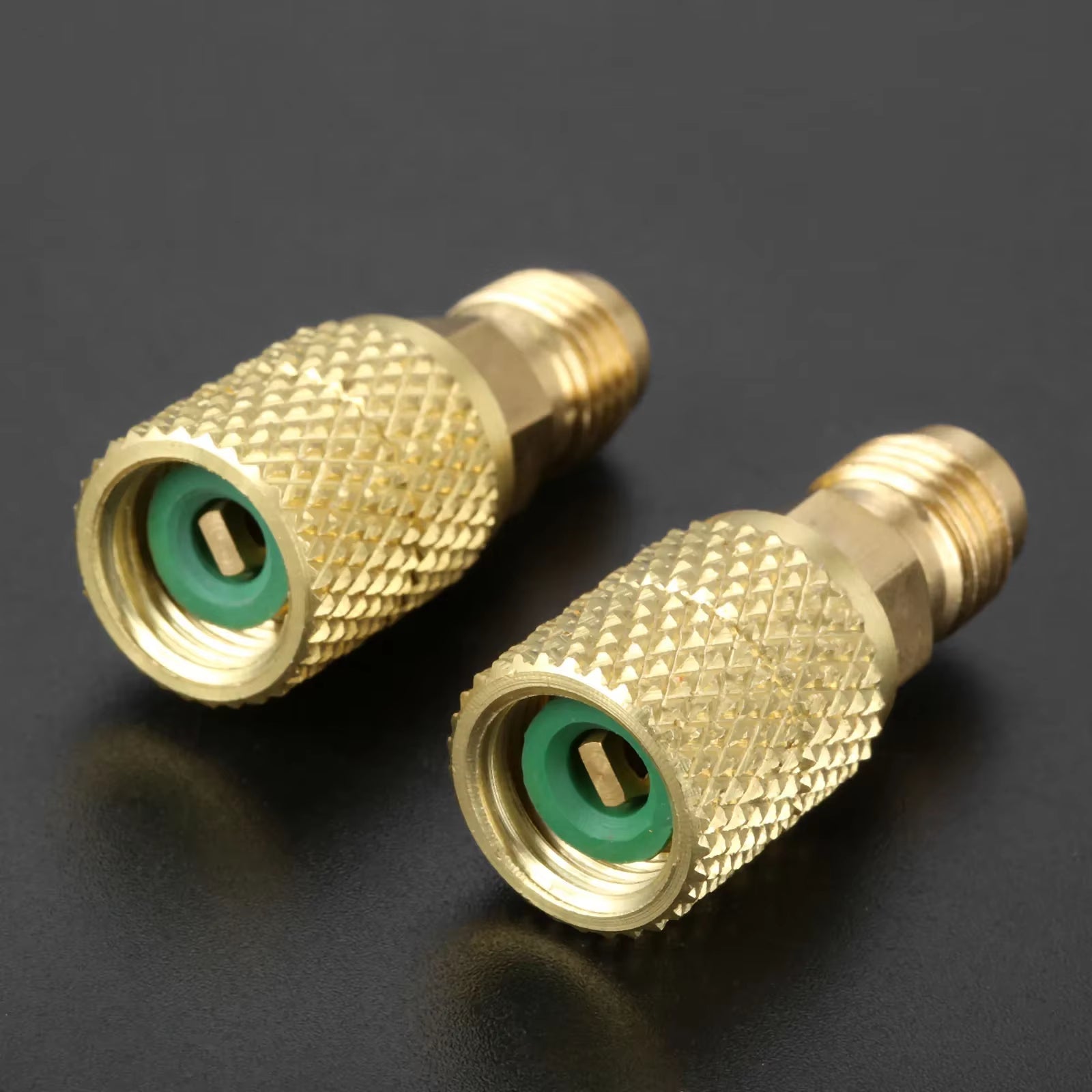 2Pcs Brass Swivel Adapter Mini Split HVAC System 1/4 Male SAE to 5/16 Female Connector for R410A Air Conditioner Refrigeration