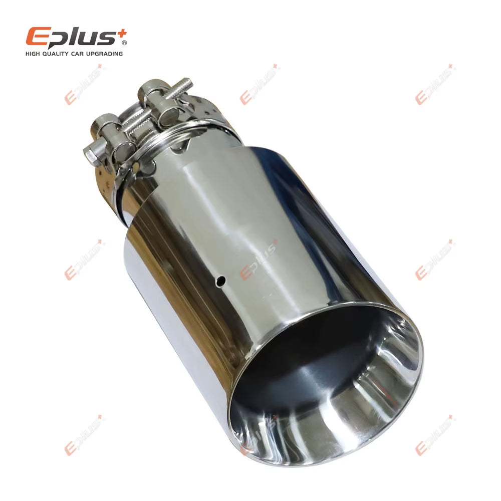 Car Stainless Steel Silver Muffler Tip Universal Exhaust Pipe Mufflers Bilayer Nozzle Bilayer Decoration Bevel End