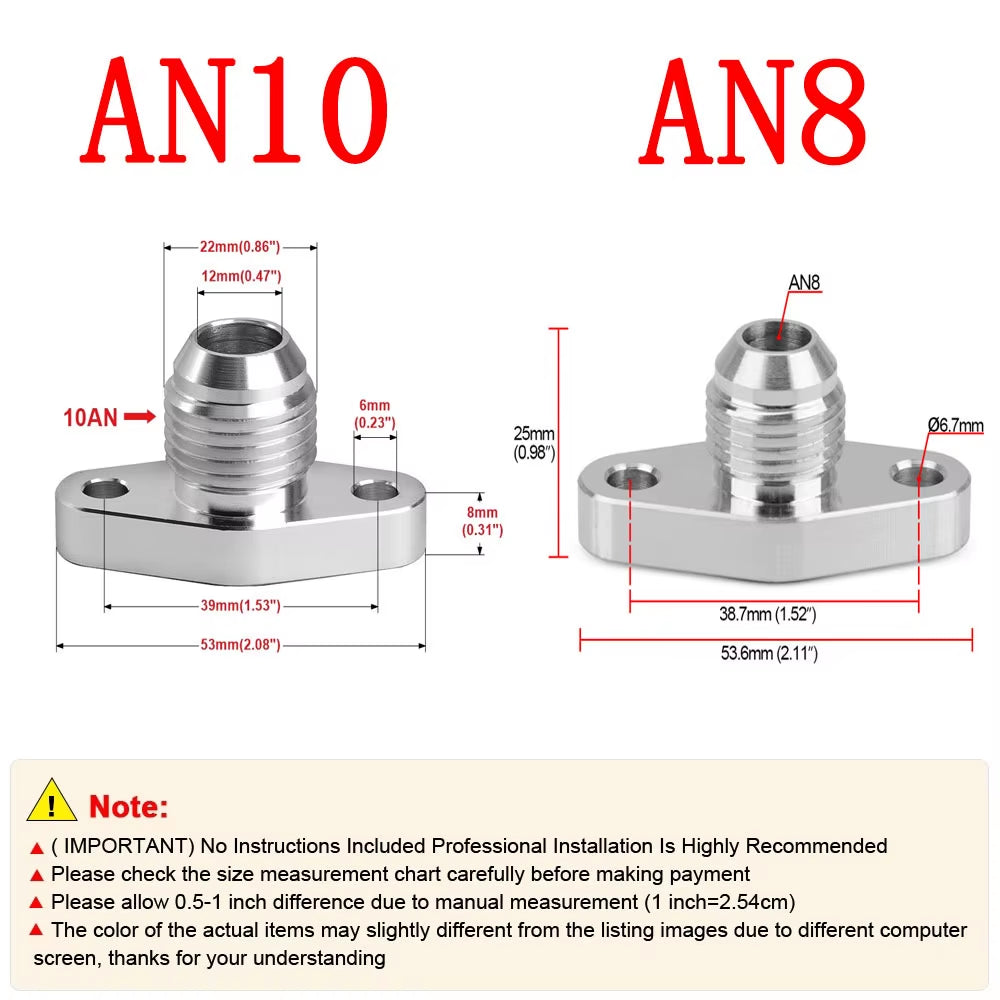 AN8 AN10 Turbo Oil Return Drain Flange Adapter Kit for IHI RHF4 RHB4 RHB5 KKK K03 K04 for Mitsubishi TD04-TD06 Series Turbo