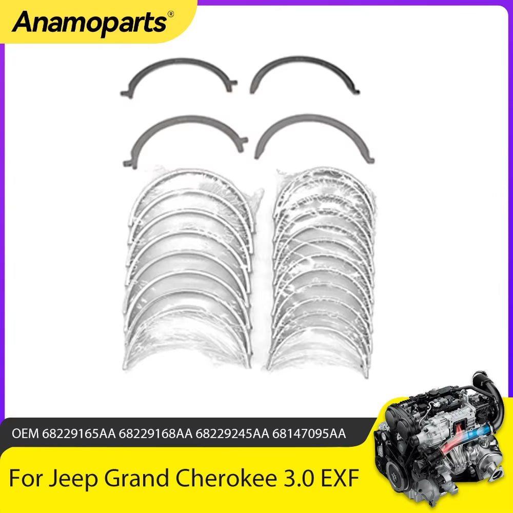 Engine Main and Connecting Rod Bearing Crankshaft Thrust Set for Jeep Grand Cherokee RAM 1500 3.0L Diesel L630 EXF A630 3.0 L T