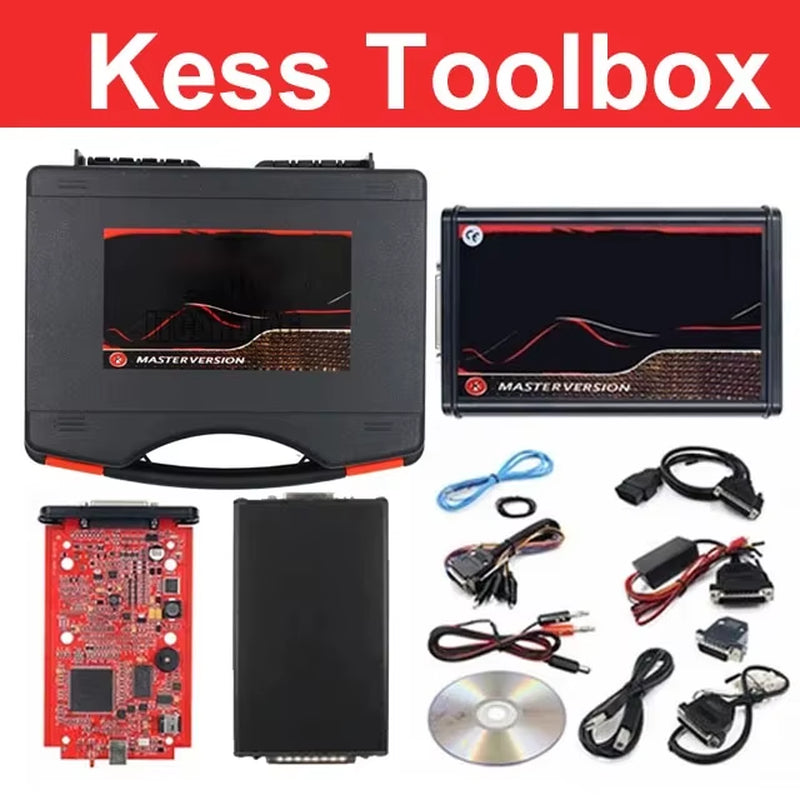 Kess KTAG ECU Chip Tuning Kit Kess V2 V5.017 2.80 EU Red KTAG 7.020 2.25 OBD2 Online Unlimited Repair Kit Car Truck with Toolbox
