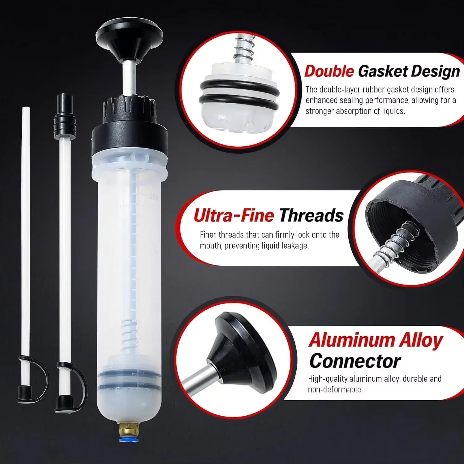 Manual Automotive Engine Oil Pump, Syringe Type, Suitable for Extracting Gear Oil and Brake Fluid, as Well as Cleaning Injectors