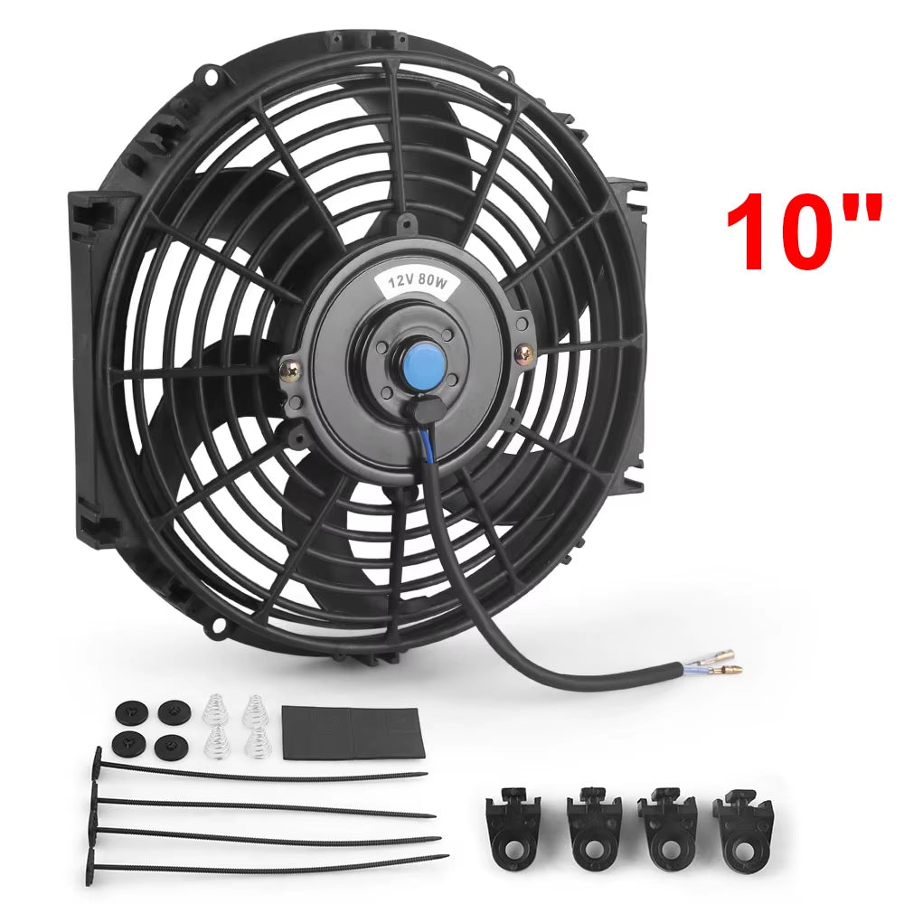 Universal 7/10/12/14 Inch 12V 80W 2100RPM Car Air Conditioning Electronic Radiator Cooling Fan Blade Electric Cool Mountingkit