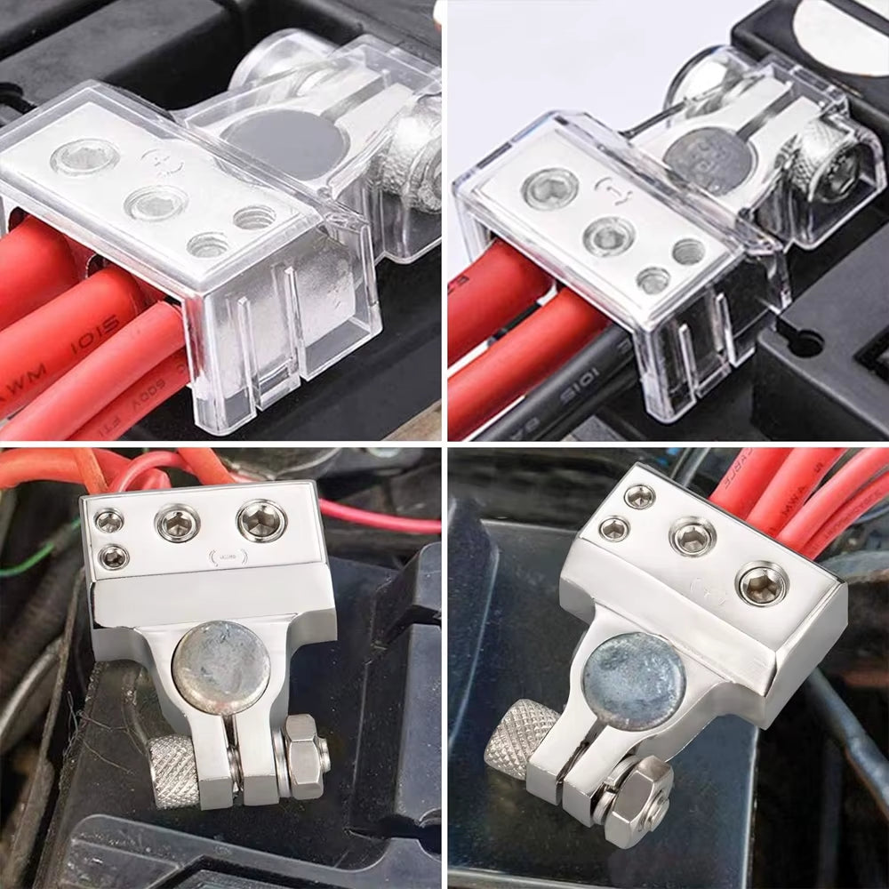 2Pcs 0/2/4/8/10 Gauge Positive Negative Car Battery Terminal Connectors Auto Car Marine Battery Terminal Connectors Shims