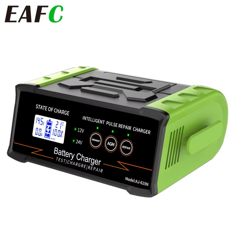 12V-24V Car Battery Charger High Power 300W/400W Smart Battery Charger Fast Charging Wet Dry Lead Acid Digital LCD Display