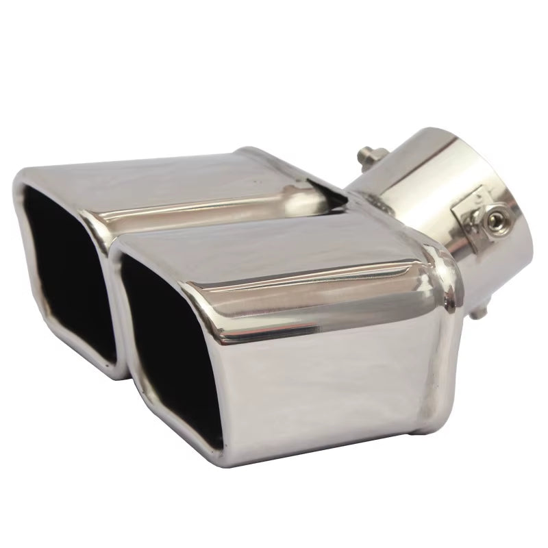 76Mm Universal Auto Muffler Silencer Dual Outlet Car Exhaust Tip Stainless Steel Slant Rolled Edge Blue/Silver Anti-Resistance R