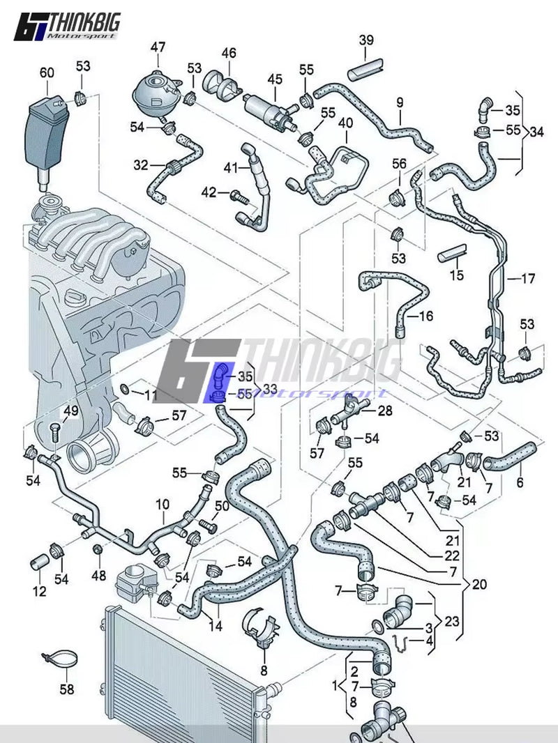 Silicone Radiator Hose Kit for 1998-2006 Audi TT MK1 1.8T/1.8T Quattro 225Ps（18Pcs）