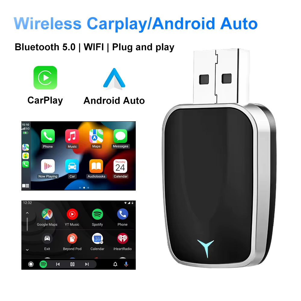 NEW Wireless Carplay Android Auto Wireless Adapter Smart Mini Box Plug and Play Connect Universal for Nissan Wireless Adapter
