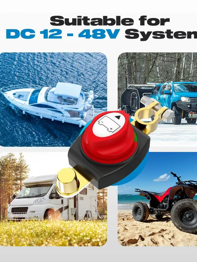 12-48V Top Pillar Battery Disconnect Switch, Used as a Disconnect Isolator (Negative Pole, On/Off) for Cars, Rvs, Boats