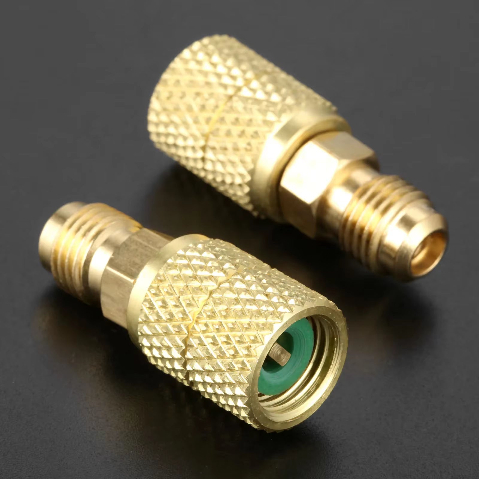 2Pcs Brass Swivel Adapter Mini Split HVAC System 1/4 Male SAE to 5/16 Female Connector for R410A Air Conditioner Refrigeration